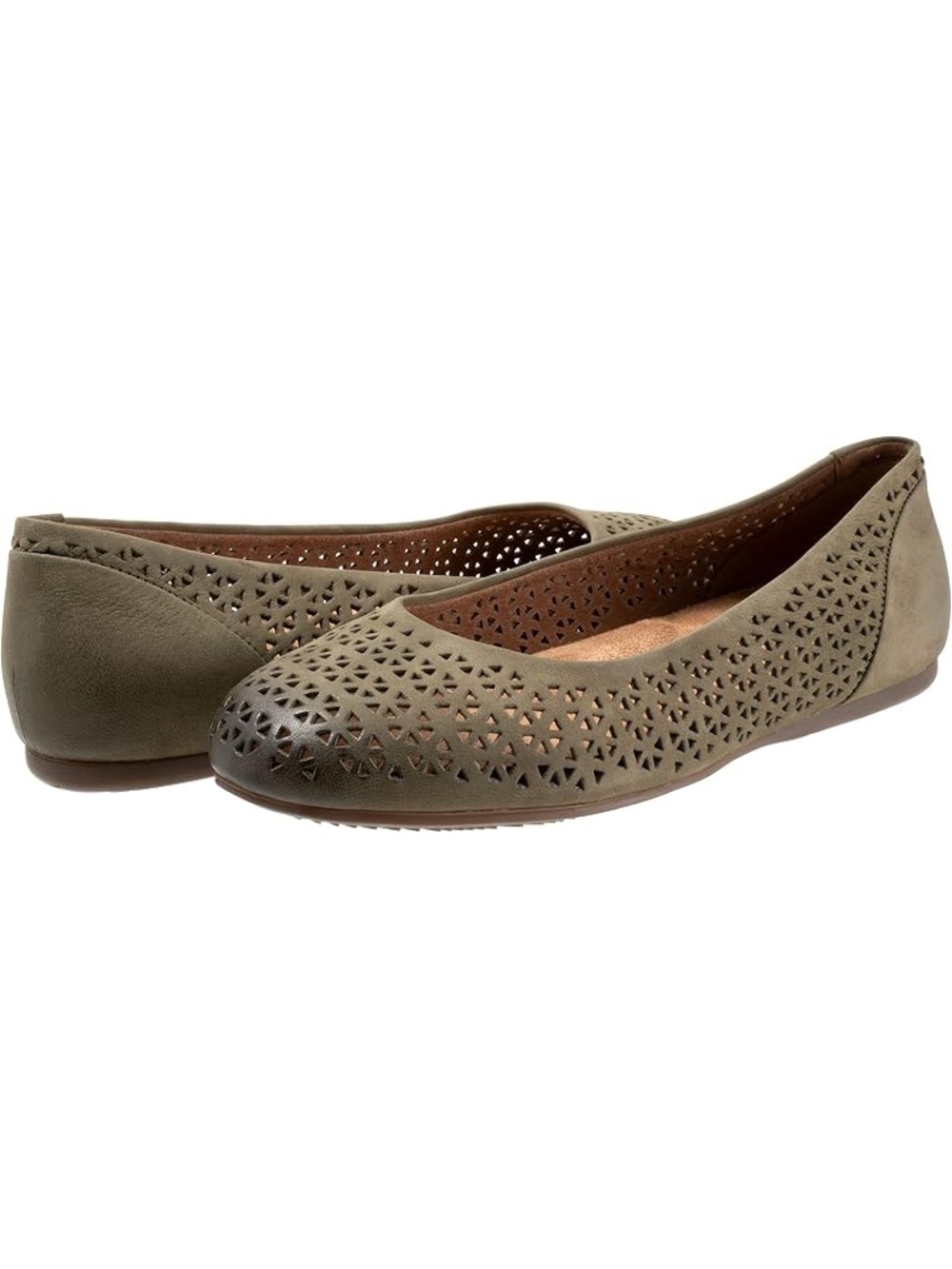 SOFTWALK 11 NWT Sonoma Perforated Leather Ballet Flats • Dark Olive Green